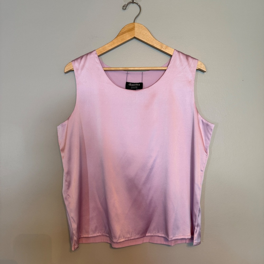 Dianaira Reversible 100% Stretch Silk Tank Top Lilac Purple Satin Shell Size 3